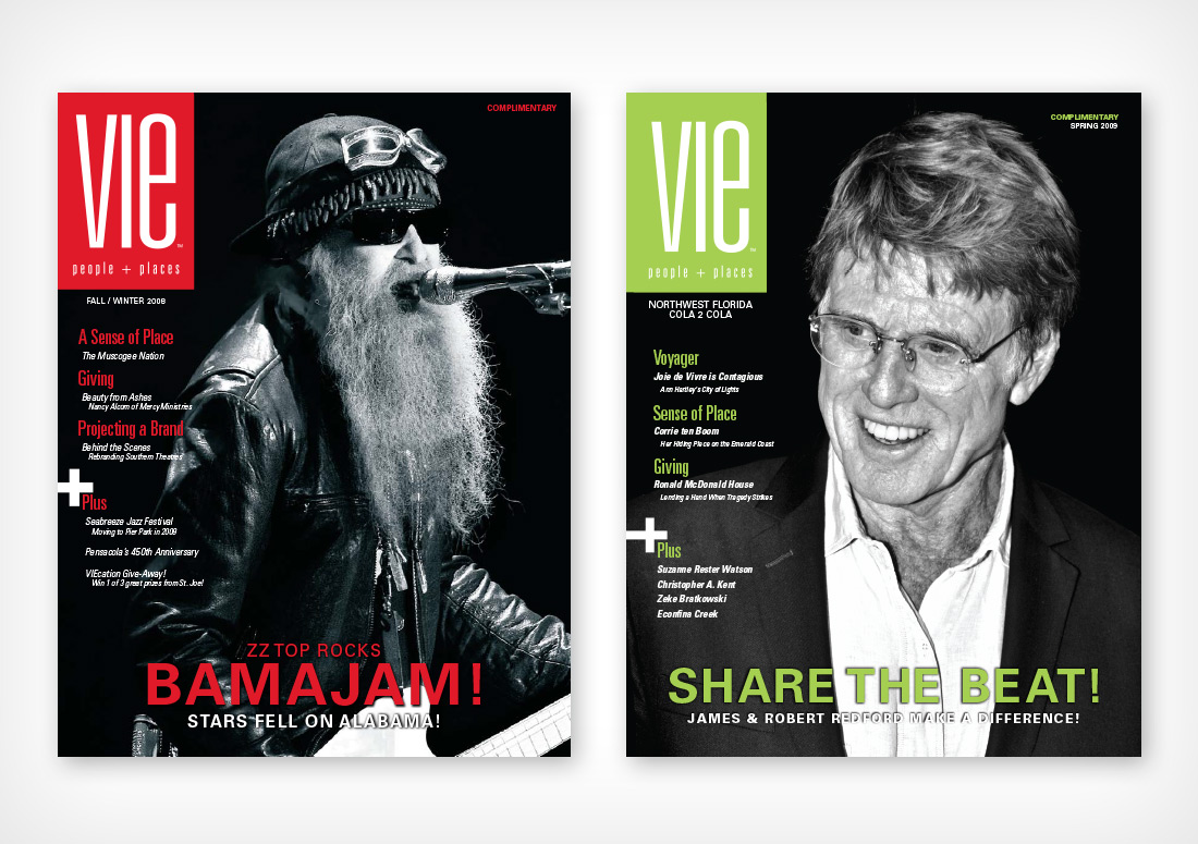 VIE Magazine Covers, Fall/Winter 2008 and Spring 2009, ZZ Top and Robert Redford