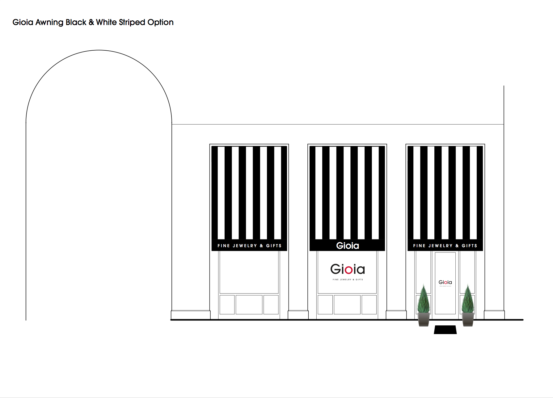 Rendering of Gioia's awnings designed by The Idea Boutique