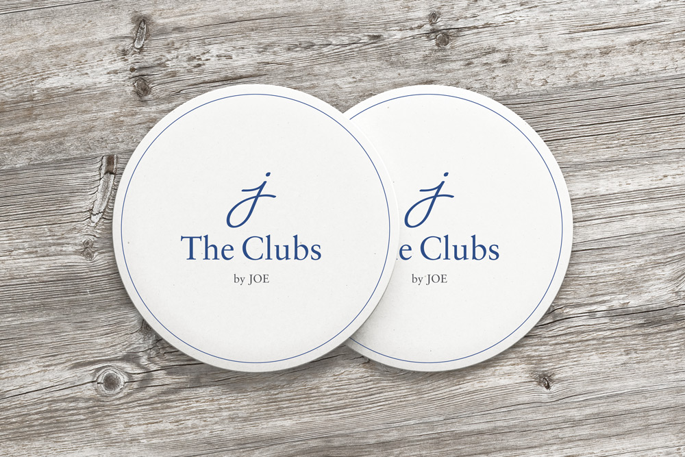 The Clubs by Joe logo on coasters
