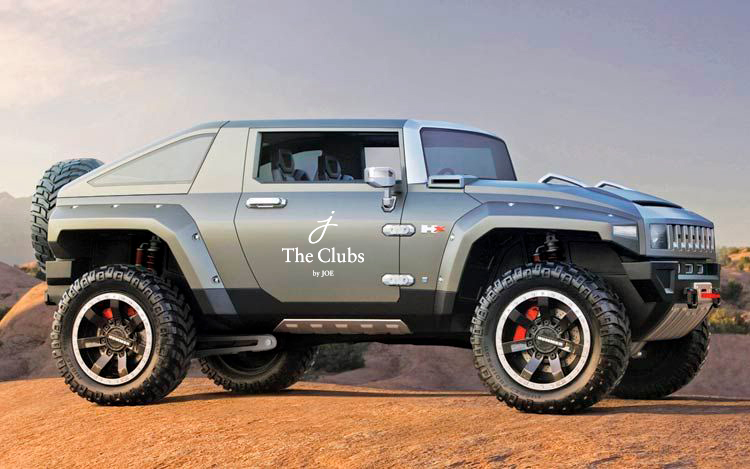 The Clubs by Joe logo on Hummer